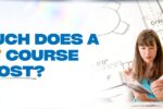 Blog image featuring the title 'How Much Does a Revit Course Cost?' in bold text. The design includes a blueprint background and two individuals reviewing documents and designs, symbolizing learning and cost analysis. URL: zabeelinstitute.ae.