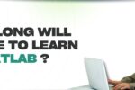 The image features a professional woman in business attire sitting at a desk with a laptop, smiling confidently. The text "How Long Will It Take to Learn MATLAB?" is displayed in bold black and green fonts, emphasizing the blog topic. The background is clean and minimalistic, creating a professional and educational feel. The website link "https://zabeelinstitute.ae/" suggests an informative resource for learning MATLAB and related courses.