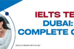 Two women reviewing IELTS materials together, next to the text 'IELTS Test in Dubai 2025 Complete Guide' – Zabeel Institute offers expert IELTS training in Dubai.