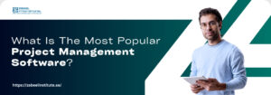 Image showing a professional holding a tablet with the text 'What Is The Most Popular Project Management Software?