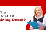 A professional discussing FIDIC training costs in Dubai, with training materials in hand, set against a bold red background.