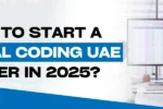 A professional environment featuring a large screen displaying medical coding data, with individuals discussing career opportunities in the UAE for 2025.
