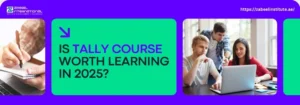 Is Tally Course Worth Learning In 2025? A study session focused on learning Tally, with students collaborating around a laptop and writing materials on the table.