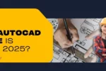 A person uses a ruler and pencil to sketch on blueprints, promoting the best AutoCAD course for 2025.