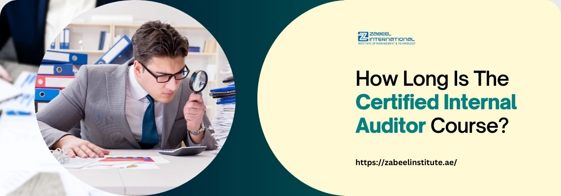 A professional in a suit analyzes financial data with a magnifying glass, surrounded by charts and binders in an office setting.