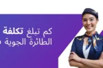 مضيف ومضيفة طيران يبتسمان، مع سؤال باللغة العربية: 'كم تبلغ تكلفة دورة طاقم الطائرة الجوية في دبي؟'. الصورة تعبر عن مدونة لمعهد الزبيل الدولي حول سعر دورة تدريب طاقم الطيران