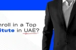 A suited man holds a shopping cart, showcasing "How to Enroll in a Top CIPS Institute in UAE?" text and Zabeel Institute branding.
