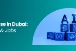 Educational banner for the 'Best AI Course in Dubai' at Zabeel Institute, featuring a female professional with a laptop and digital overlays to highlight course fees, salary expectations, and job opportunities in artificial intelligence.