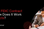 Zabeel Institute banner asking 'What Is FIDIC Contract and How Does It Work in Projects?' showing a project manager reviewing a contract document.