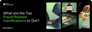 What are the Top Fraud Related Certifications to Get? Zabeel Institute guide: 'What are the Top Fraud Related Certifications to Get?' featuring visuals of hacking, cash, and credit card fraud.
