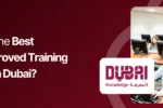 Students in a computer lab at Zabeel International Institute, featuring the Dubai Knowledge (KHDA) logo and text asking 'Which are the Best KHDA Approved Training Institutes in Dubai?