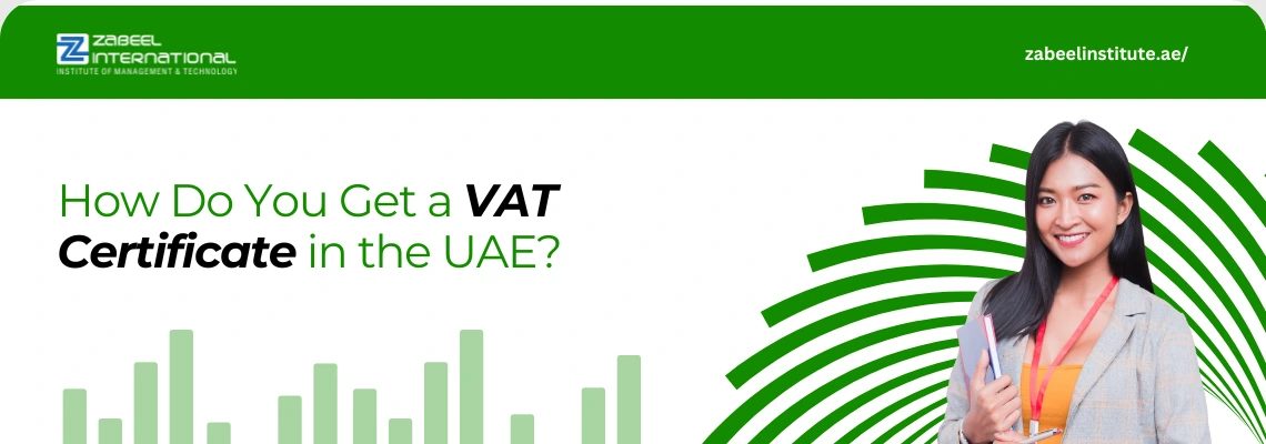 A person holding a phone and a pen next to a laptop; addressing the question 'How Do You Get a VAT Certificate in the UAE?