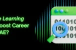 Educational banner from Zabeel International Institute asking 'Which Code Learning Platforms Boost Career Growth in UAE?', featuring a 3D icon of binary code and a magnifying glass to represent coding courses and programming training.