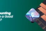 Educational banner from Zabeel International Institute asking 'Is AI in Accounting and Finance a Good Career Path?', featuring a 3D robot hand interacting with digital financial data icons to promote fintech and automation training in Dubai.