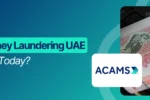 Educational banner from Zabeel International Institute asking 'Is Anti Money Laundering UAE in Demand Today?', featuring a 3D magnifying glass over a shield icon to promote AML certification and financial compliance training in Dubai.