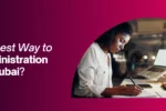 professional woman studying at a desk with a laptop on a Zabeel International Institute banner asking 'What Is the Best Way to Choose Administration Courses in Dubai?