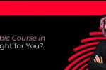 A professional man in traditional attire alongside the headline 'Which Arabic Course in Dubai Is Right for You?' at Zabeel Institute.