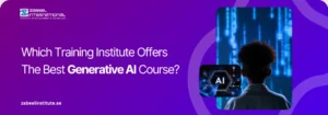 Which Training Institute Offers The Best Generative AI Course? A student exploring digital data visualizations, promoting the best Generative AI course offered by Zabeel Institute in Dubai.