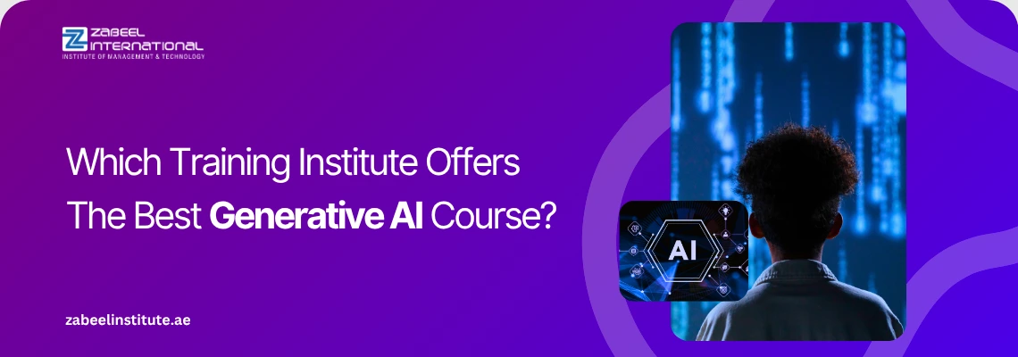 A student exploring digital data visualizations, promoting the best Generative AI course offered by Zabeel Institute in Dubai.