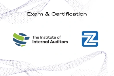 Official logos of The Institute of Internal Auditors (IIA) and Zabeel International Institute for the Internal Audit Practitioner (IAP) training course, exam, and certification program.