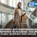 Women entrepreneur business success course training banner by Zabeel Institute focusing on leadership, innovation, and startup development strategies.